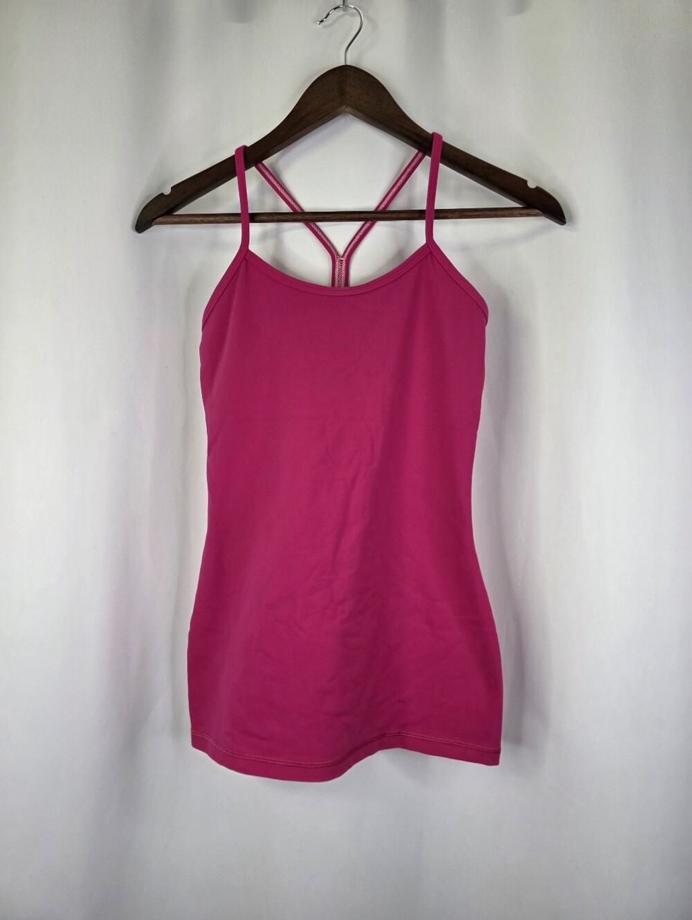 Lululemon Hot Pink Racer Back Fitted Tank With Built In Bra Long Length Size 4 - Picture 3 of 10